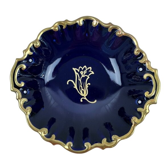 2 Vintage Stadtilm Cobalt Blue Round Shape Decorative Trinket Candy Dishes - Picture 8 of 13